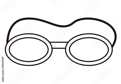 Icono negro de gafas de bucear en fondo blanco. 