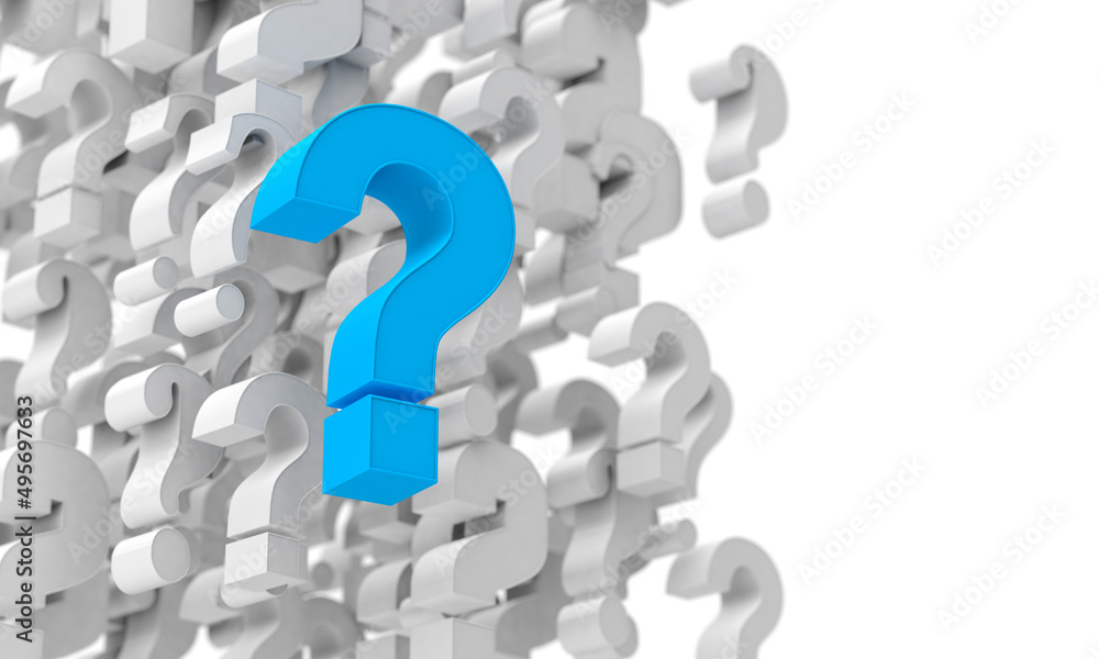 Signo de interrogación aislado sobre fondo blanco. Concepto de dudas y preguntas. Cuestionario y faq. Ilustración 3d. Signo de interrogación aislado sobre fondo blanco. Concepto de dudas y preguntas. Cuestionario y faq. Ilustración 3d.