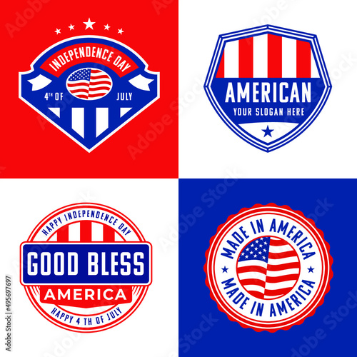 set of vintage american logo emblem badges