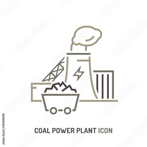 Coal power station icon. Editable vector illustration