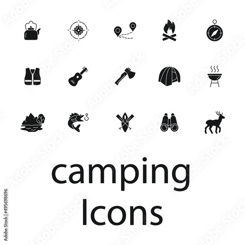 camping icons set . camping pack symbol vector elements for infographic web © AHMAD