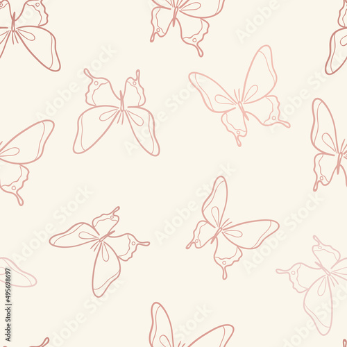 Vector butterfly seamless repeat pattern background.