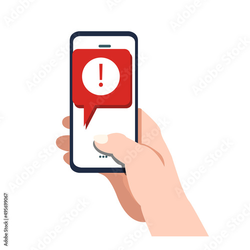 phone icon, notification concept, warning, vector illustration