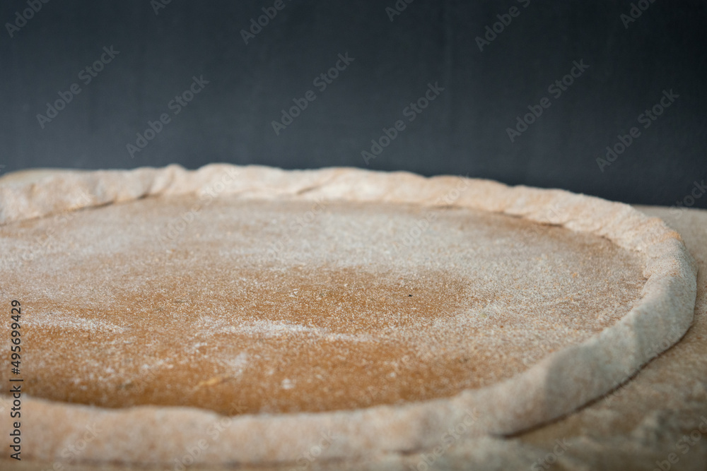 Close up view of tasty italian pizza crust, pizza dough Close up view of tasty italian pizza crust, pizza dough
