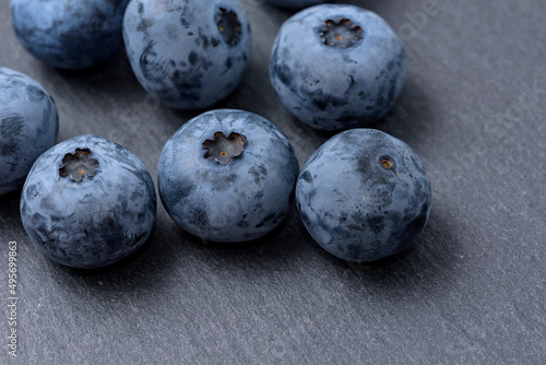 Harvested blueberry fruit (Slate Plate Background)