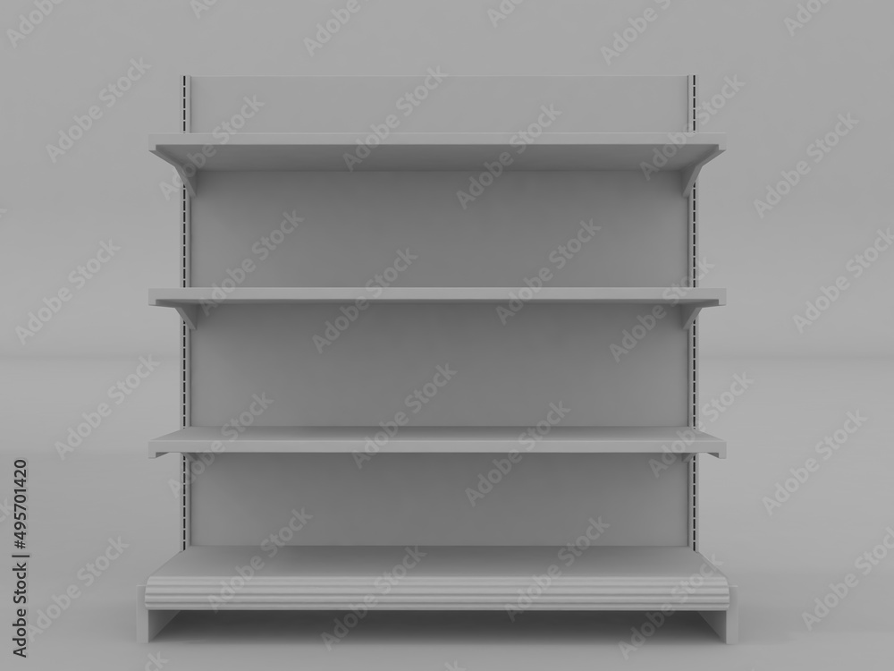 supermarket empty shelf. 3d rendering illustration supermarket empty shelf. 3d rendering illustration