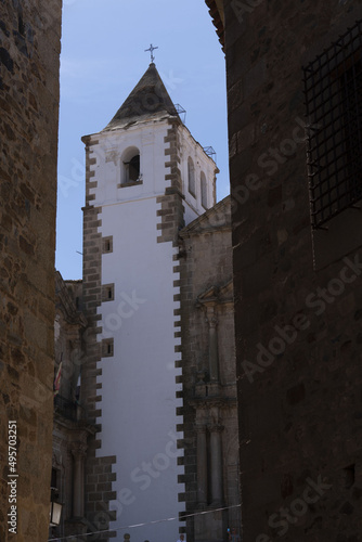 Vertical shot of the Palacio De Los Golfines De Abajo in Caceres‎, Spain photo