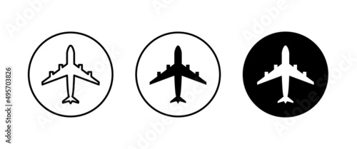 Plane, aircraft, Airplane travel, air plane flight icons button, vector, sign, symbol, logo, illustration, editable stroke, flat design style isolated on white linear pictogram