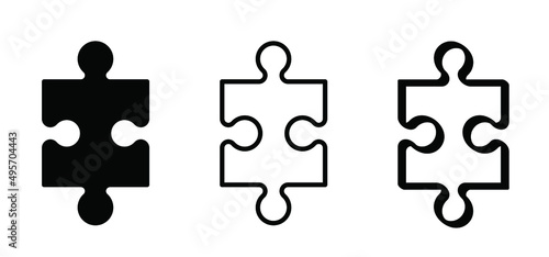 jigsaw puzzle pieces connection line pattern. Puzzle pieces icon or pictogram. Cartoon vector outline. Autism awareness logo or symbol. Dubbele platte puzzels. Teamwork concept. Mosic sign. Game print