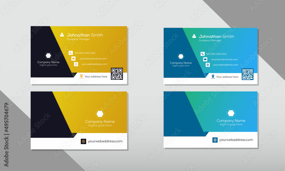 Elegant double sided business card design template free vector Elegant double sided business card design template free vector