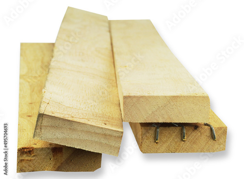 Logs, wooden lumber texture background. Timber industry concept. Close up, selective focus.