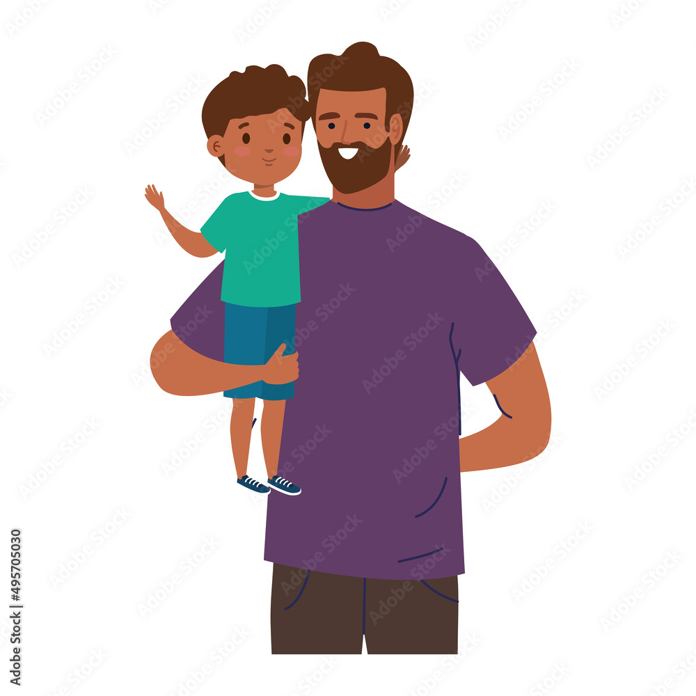 bearded dad with son