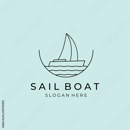 sailboat monoline logo, sea icon logo