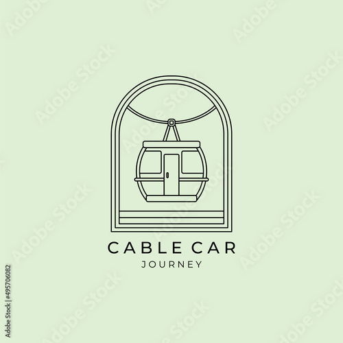 cable car or gondola logo line art simple minimalist vector illustration template icon graphic design.