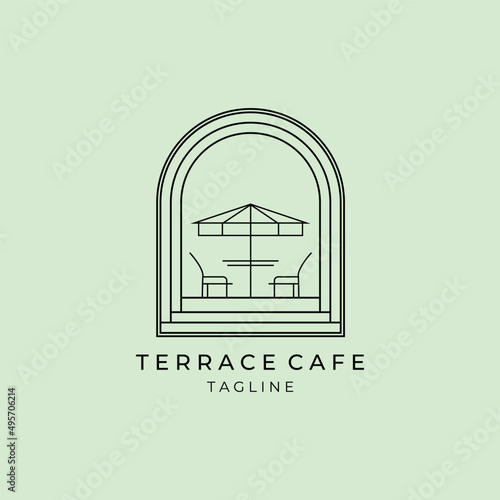 terrace cafes icon line art vector minimalist illustration design