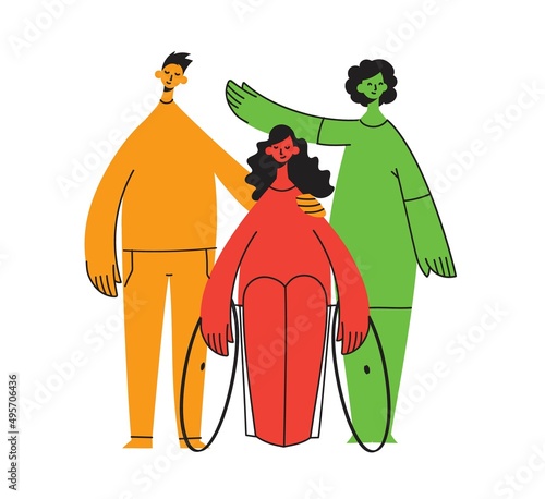 Inclusion and diversity concept. Vector flat people character illustration. Multicultural and multinational happy male and female