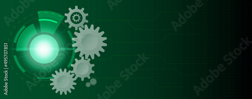 Green circle technology abstract technology innovation concept vector background and glowing light with some Elements of this image