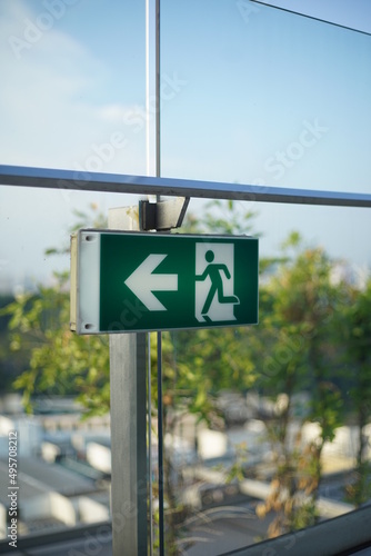 Fire exit sign at the rooftop