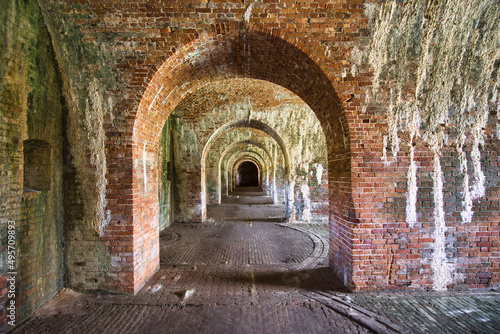 Scenic shot of the hallways of Fort Morgan in Alabama, United States
