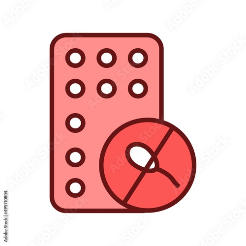 Oral contraceptive medicine icon. Birth control pills illustration.