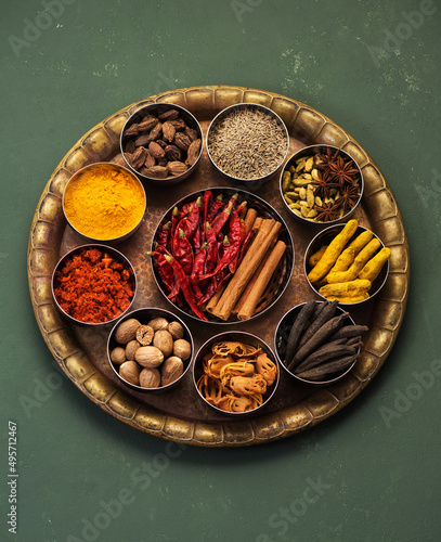 Indian spices and seasoning top view