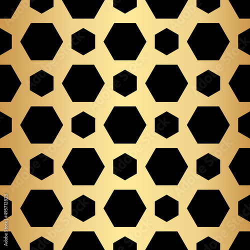 Geometric gold seamless repeat pattern background  gold and black wallpaper.