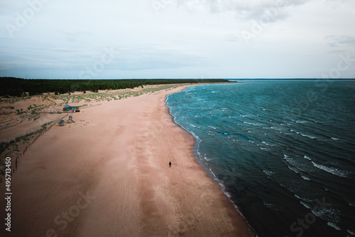 Beautiful view of Yyteri beach, in Pori, Finland at sunset photo