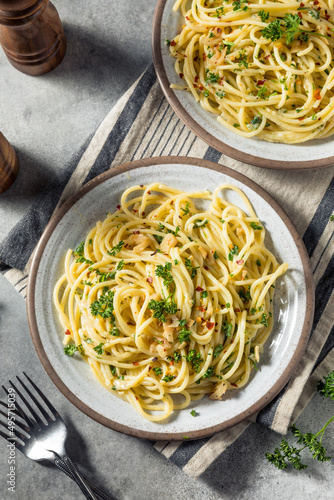 Obraz na plátně Homemade Italian Spaghetti Algio e Olio