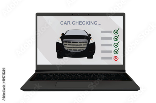Computer car checking. vector illustration