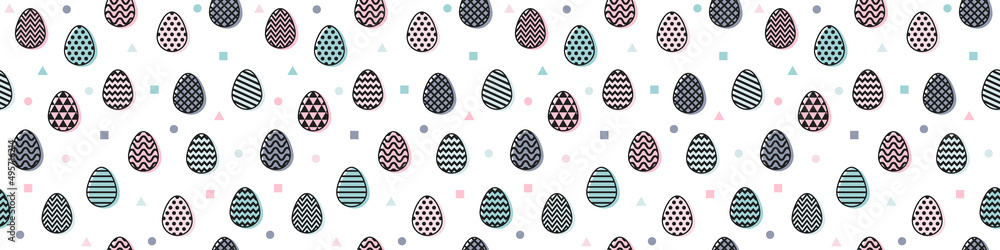 Easter banner with decorative eggs. Seamless pattern. Vector Easter banner with decorative eggs. Seamless pattern. Vector