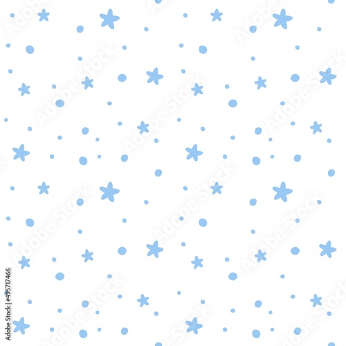 Seamless pattern with blue stars. Vector illustration.