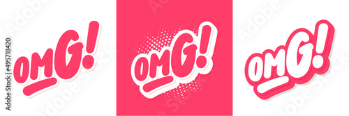 OMG. Vector handwritten lettering tags set.