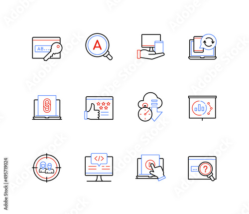 Internet and online data - line design style icons