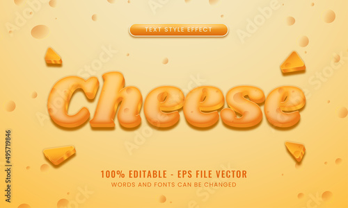 Cheese taste 3d editable text effect. suitable for food product needs. Premium Vector