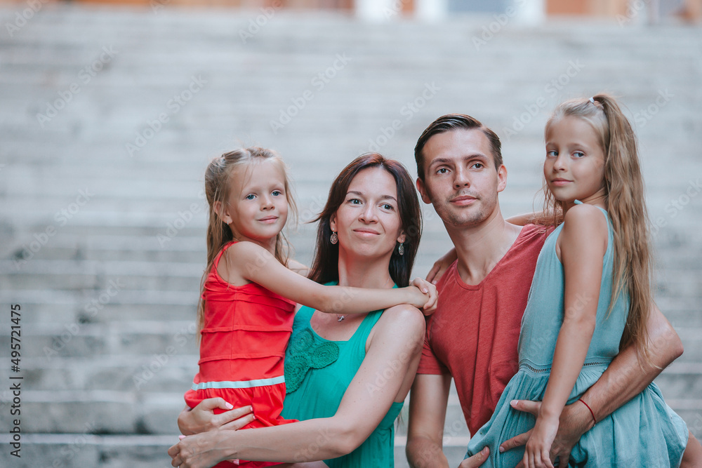Family with kids on vacation in Europe, Italy, Rome