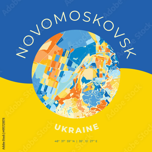 Novomoskovsk, Ukraine, patriotic map print template photo