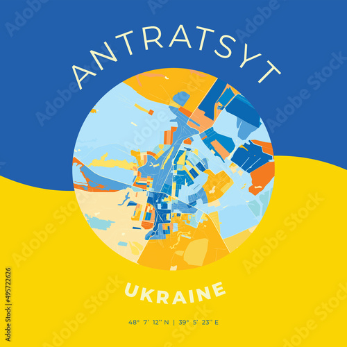 Antratsyt, Ukraine, patriotic map print template photo