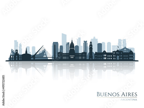 Buenos Aires skyline silhouette with reflection. Landscape Buenos Aires, Argentina. Vector illustration. photo