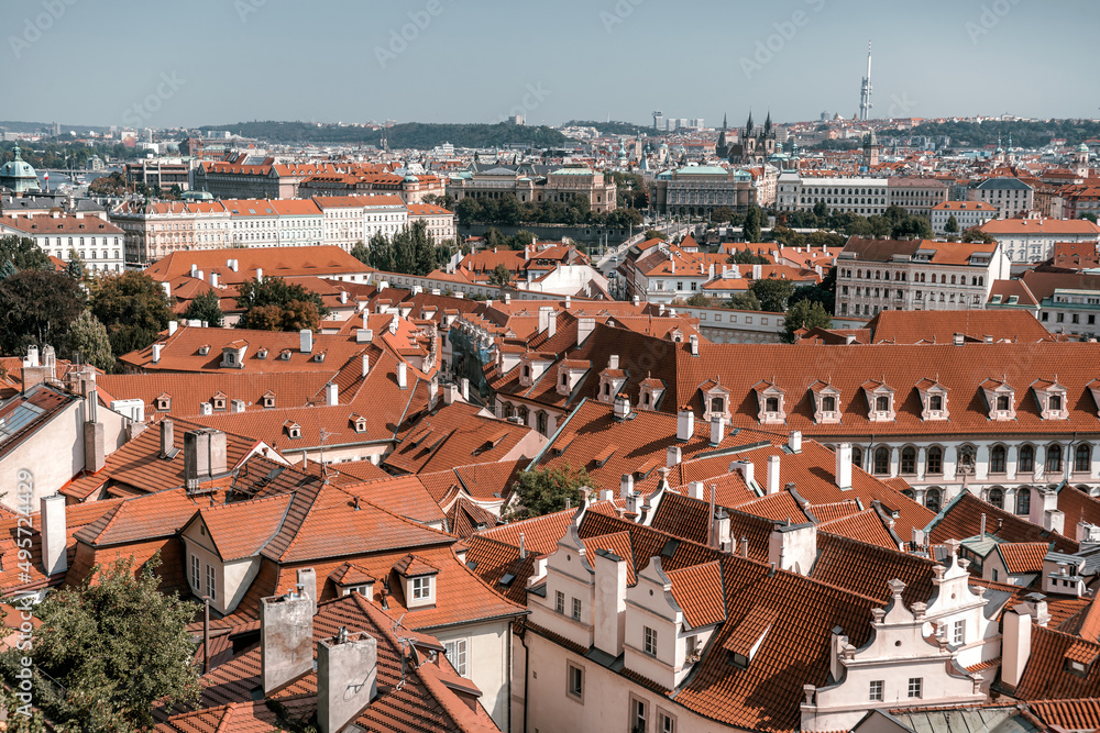 Roofs of Prague, elevated view