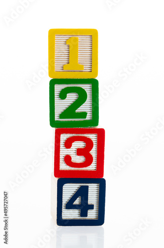 Naklejka 1234 toy blocks on white background