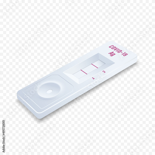 Covid-19 Antigen Fast Self Test Realistic 3d Vector Illustration. Medical Corona Virus Swab Rapid Home Diagnostic Device Isometric Design with Transparent Background Isolated