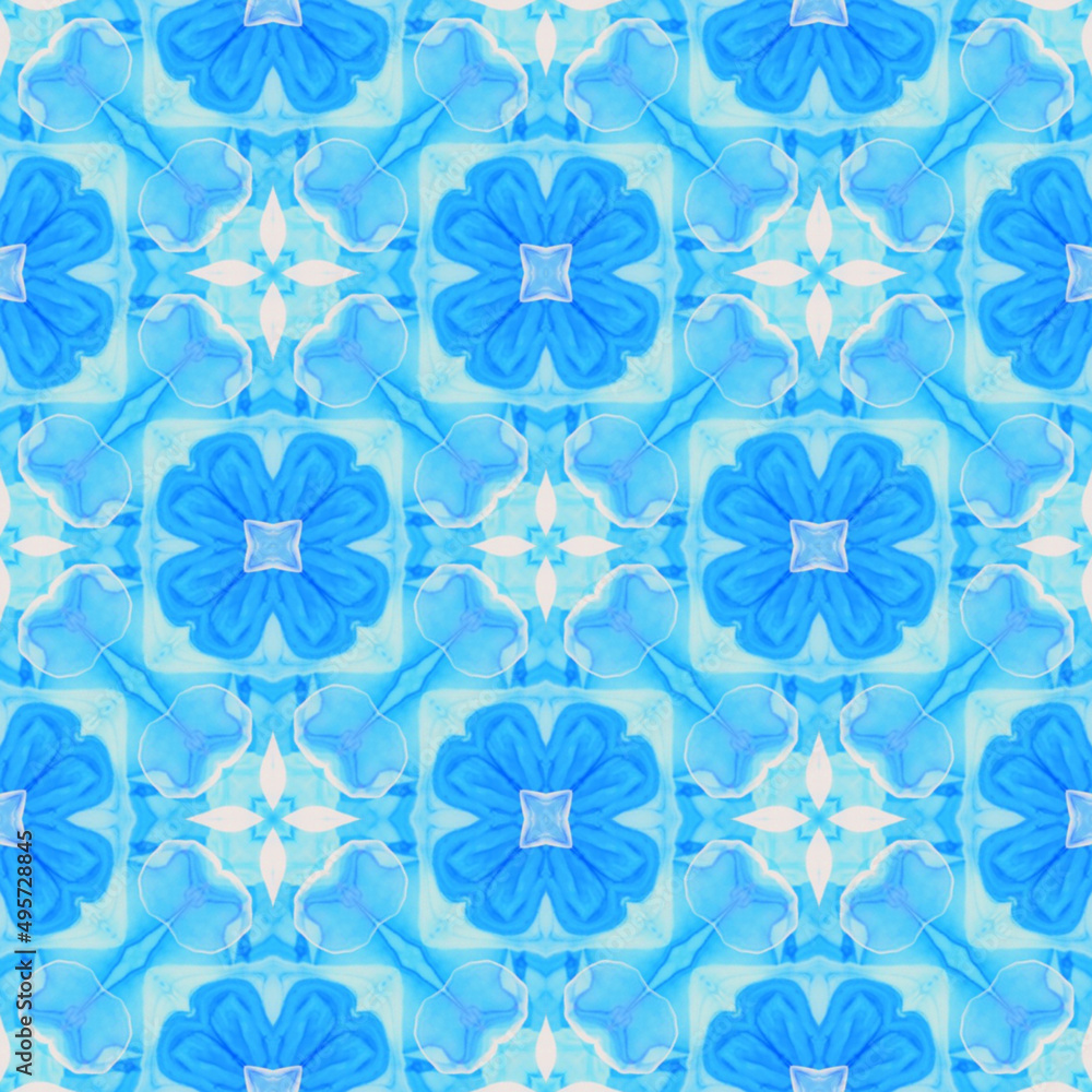 seamless pattern with blue  flowers