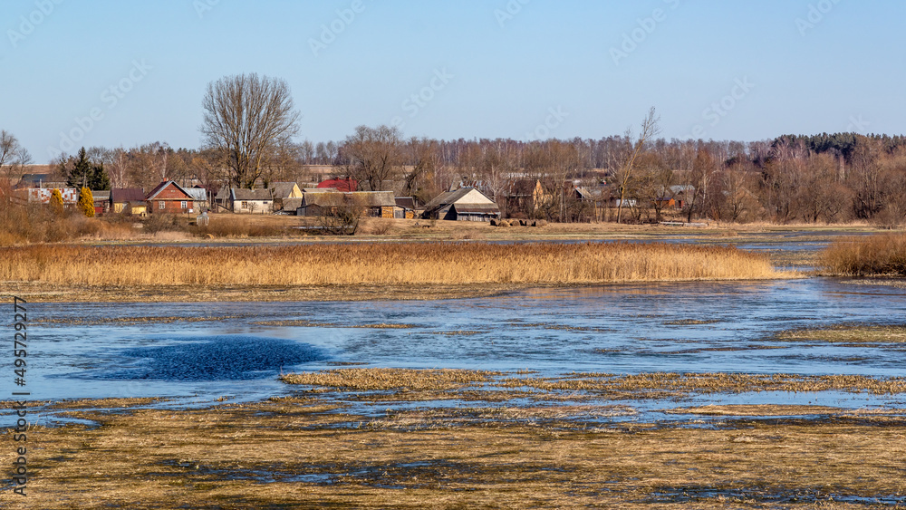 Wiosenne rozlewiska rzeki Narwi, Podlasie, Polska
