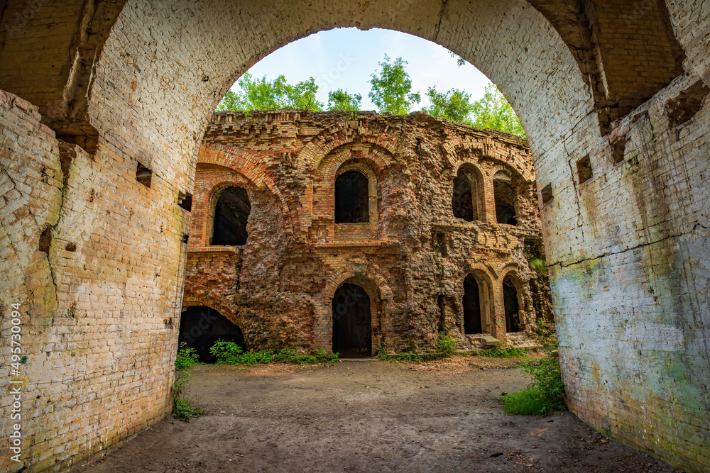 Ruins of Fort outpost Dubno or Tarakaniv Fort in Rivne region, Ukraine.