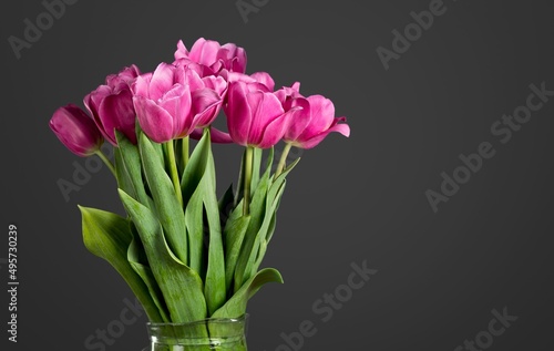 Bouquet colorful tulips on a black background. © BillionPhotos.com
