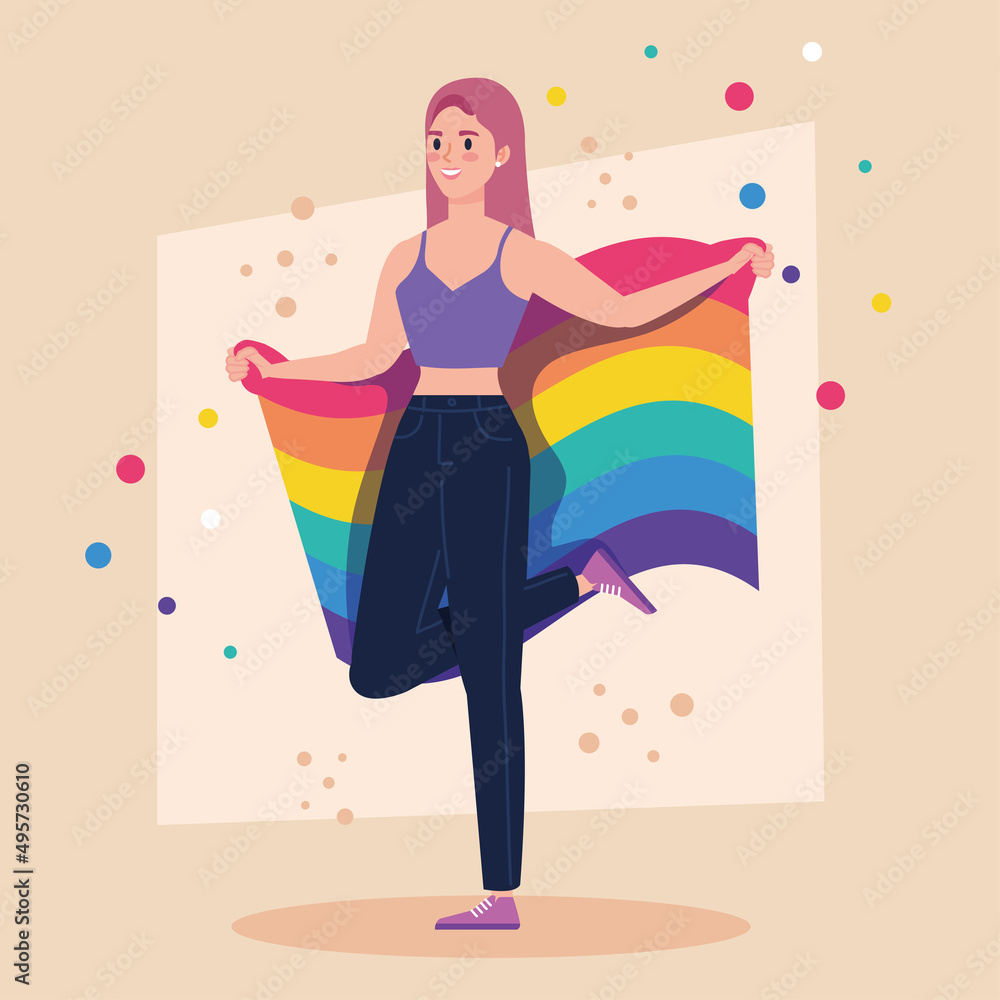 lady with lgtbi flag