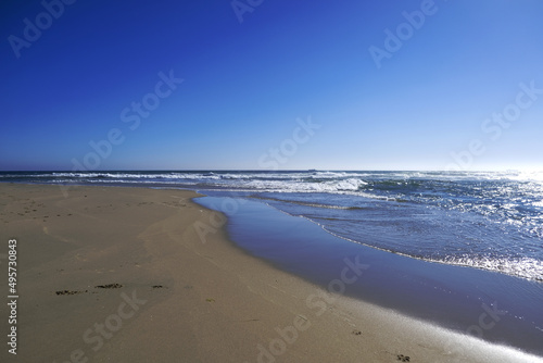 The sun on the beach in the evening. image beautiful landscape