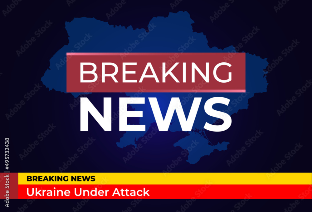 Fototapeta premium Background screen saver on breaking news. Breaking news on ukraine map background.
