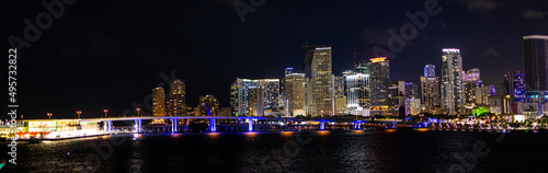Skyline of Miami Downtown by night - travel photography