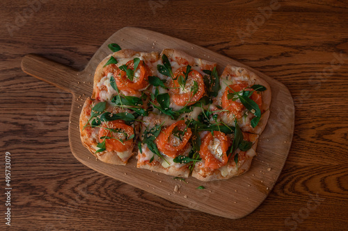 Pizza with salmon on roman ...